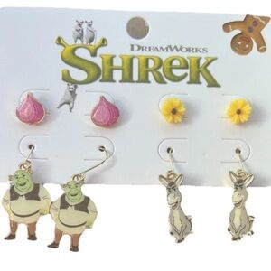 Dreamworks Shrek Earrings - Pink, Yellow, Silver